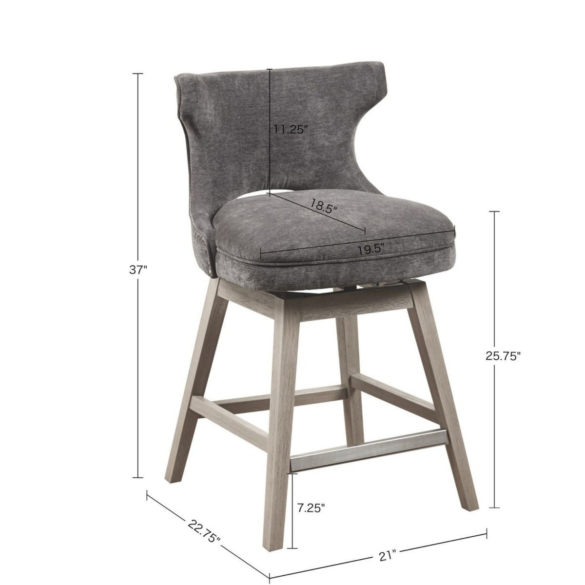 360 Degree Swivel Counter Stool with dark gray upholstery, counter height 24–27 in on Tampa Home & Garden Store
