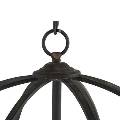 4 Light metal chandelier in black rustic finish with circular top ring on Tampa Home & Garden Store