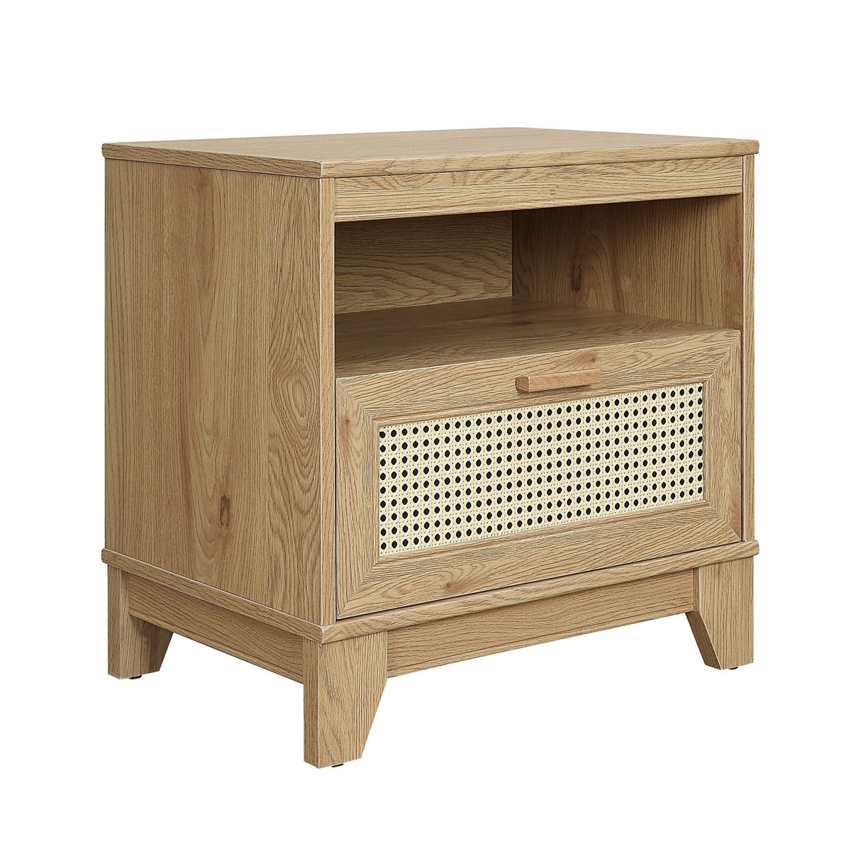 Modern Cane Accent Nightstand light oak with 1 drawer and cane front panel by HouseOfZazla on Tampa Home & Garden Store