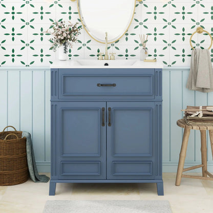 Bathroom Vanity With Sink Storage Cabinet Blue