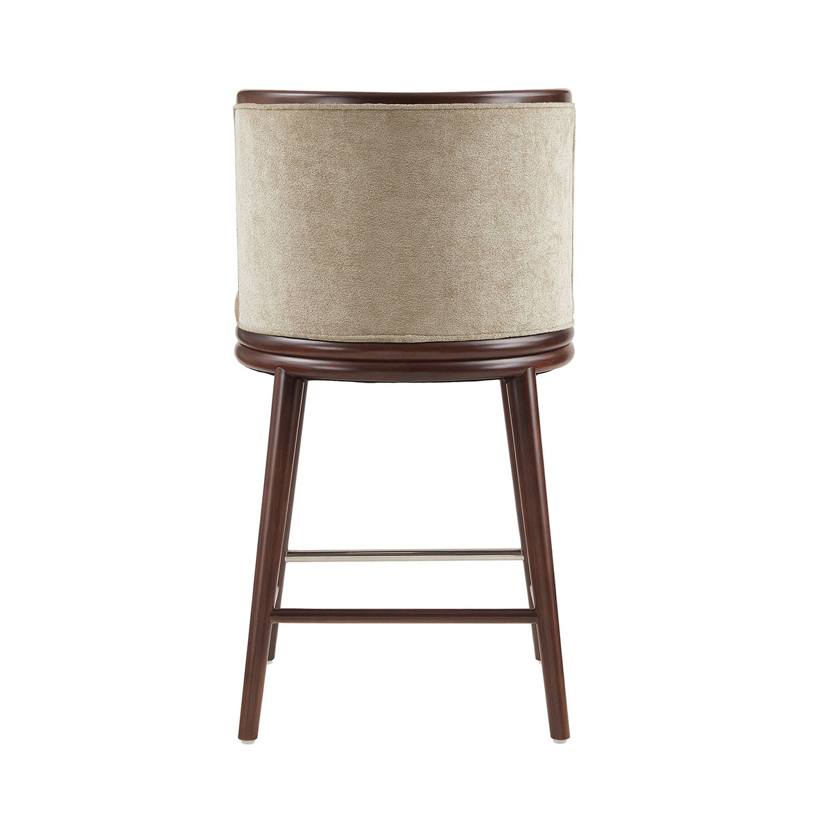 Evalyn counter-height stool beige boucle seat on dark wood legs with metal footrest HouseOfZazla on Tampa Home & Garden Store