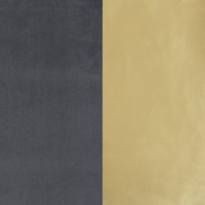 Luxe Upholstered Curved Sofa swatches: dark gray fabric, gold faux leather by HouseOfZazla on Tampa Home & Garden Store