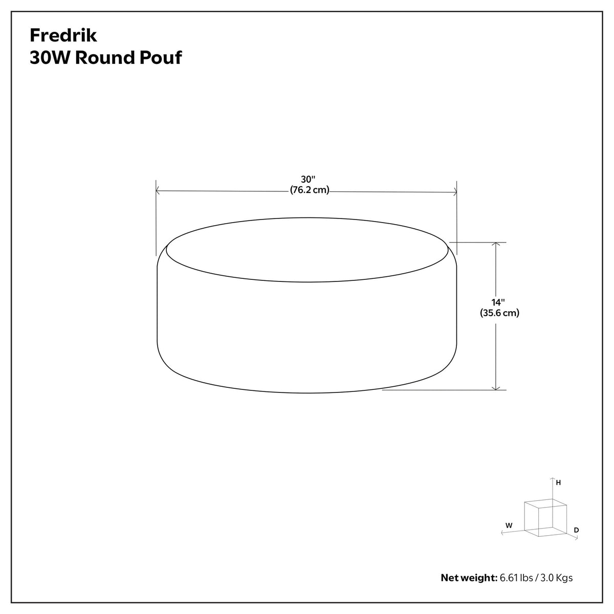 Fredrik black leather round pouf with dense bead support, accent table by HouseOfZazla on Tampa Home & Garden Store