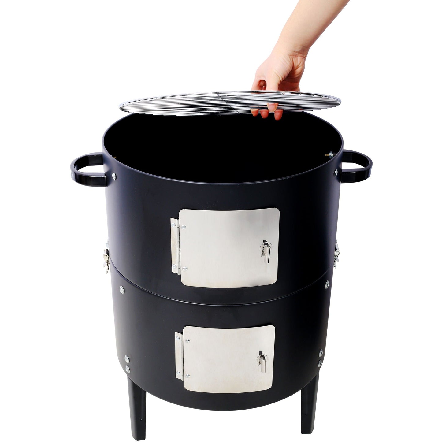 Heavy Duty Round Steel Charcoal Grill and Smoker