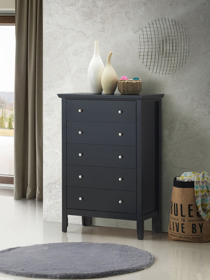 Primo Accent Chest in dark blue finish with silver knobs, topped with vases and a basket on Tampa Home & Garden Store