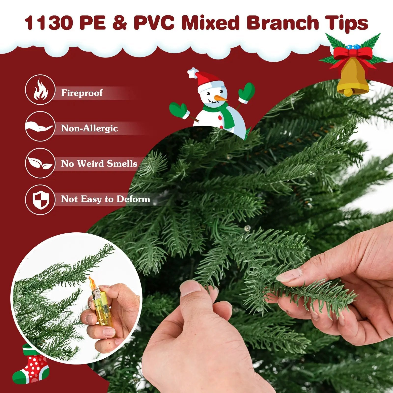 DirectDeals Pre-lit artificial Christmas tree, 280 warm white LEDs, 8 lighting modes, fireproof on Tampa Home & Garden Store
