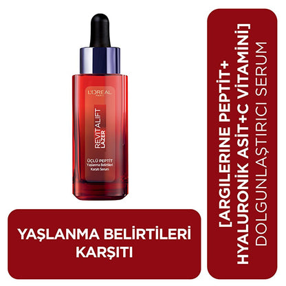 Face serum bottle with red glass dropper, Revitalift Triple Power with peptide complex on Tampa Home & Garden Store