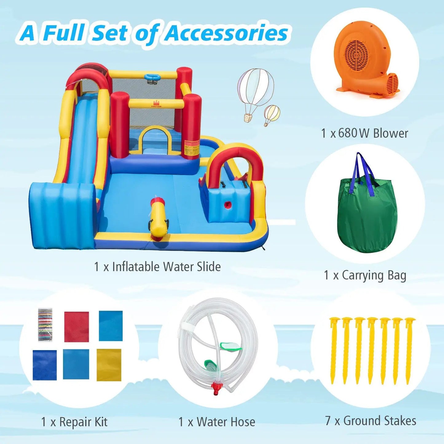 7 In 1 Outdoor Inflatable Bounce House With Slides
