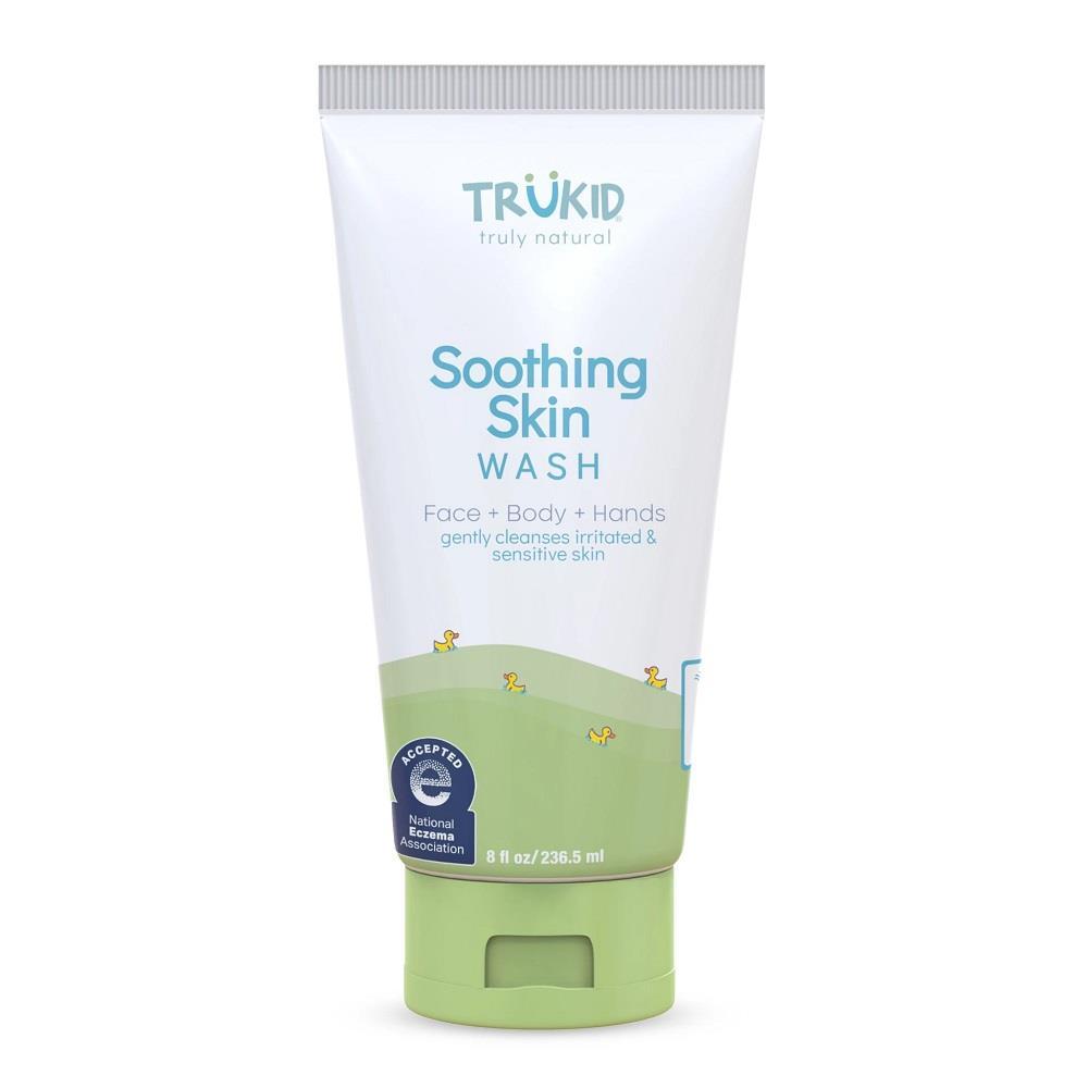 TruKid Soothing Skin Wash shower gel with green cap, gentle formula and scenic label 236.5 ml on Tampa Home & Garden Store