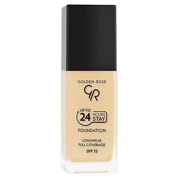 Foundation Golden Rose 24 Hours Stay longwear full-coverage SPF 15 bottle with black cap on Tampa Home & Garden Store