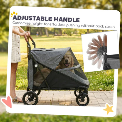 Furr Baby Gifts dog stroller for large dogs up to 66 lbs, gray with all-terrain suspension on Tampa Home & Garden Store