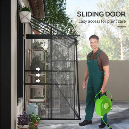 8.3 ft x 4.1 ft Outdoor Polycarbonate Lean-to Greenhouse with Black Metal Frame - Tampa Home & Garden Store