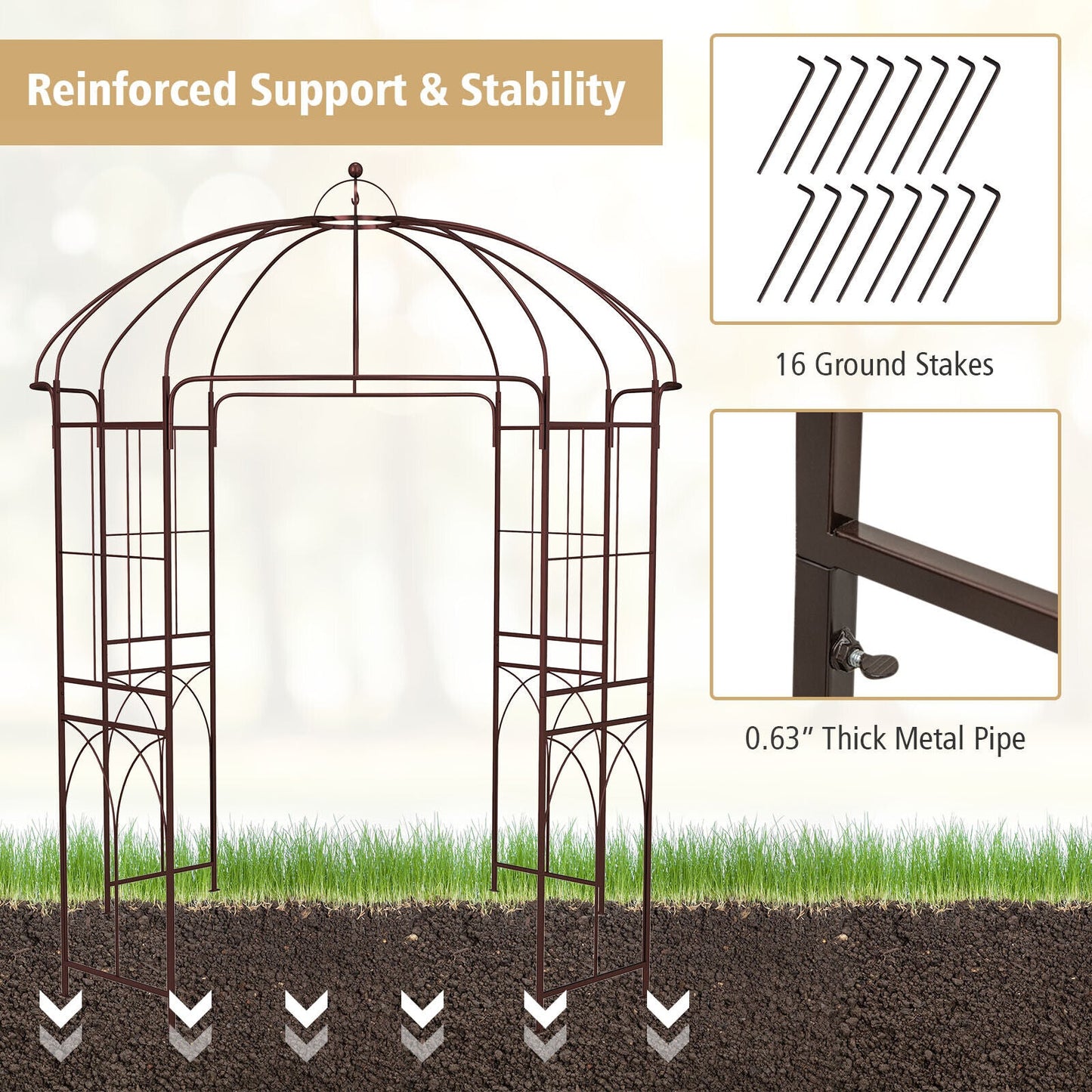 8.4 x 7 Feet Wide Birdcage Shape Garden Arbor - Tampa Home & Garden Store