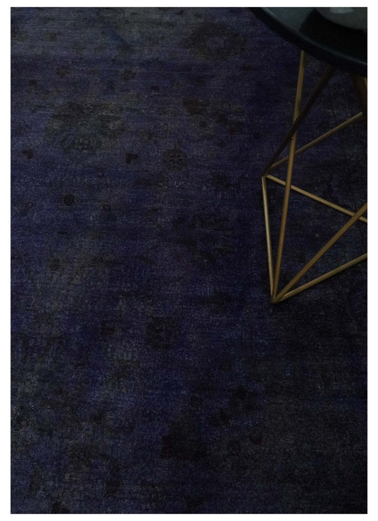 Overdyed royal purple hand-knotted Oushak rug, area rug, wool, dark hue on Tampa Home & Garden Store