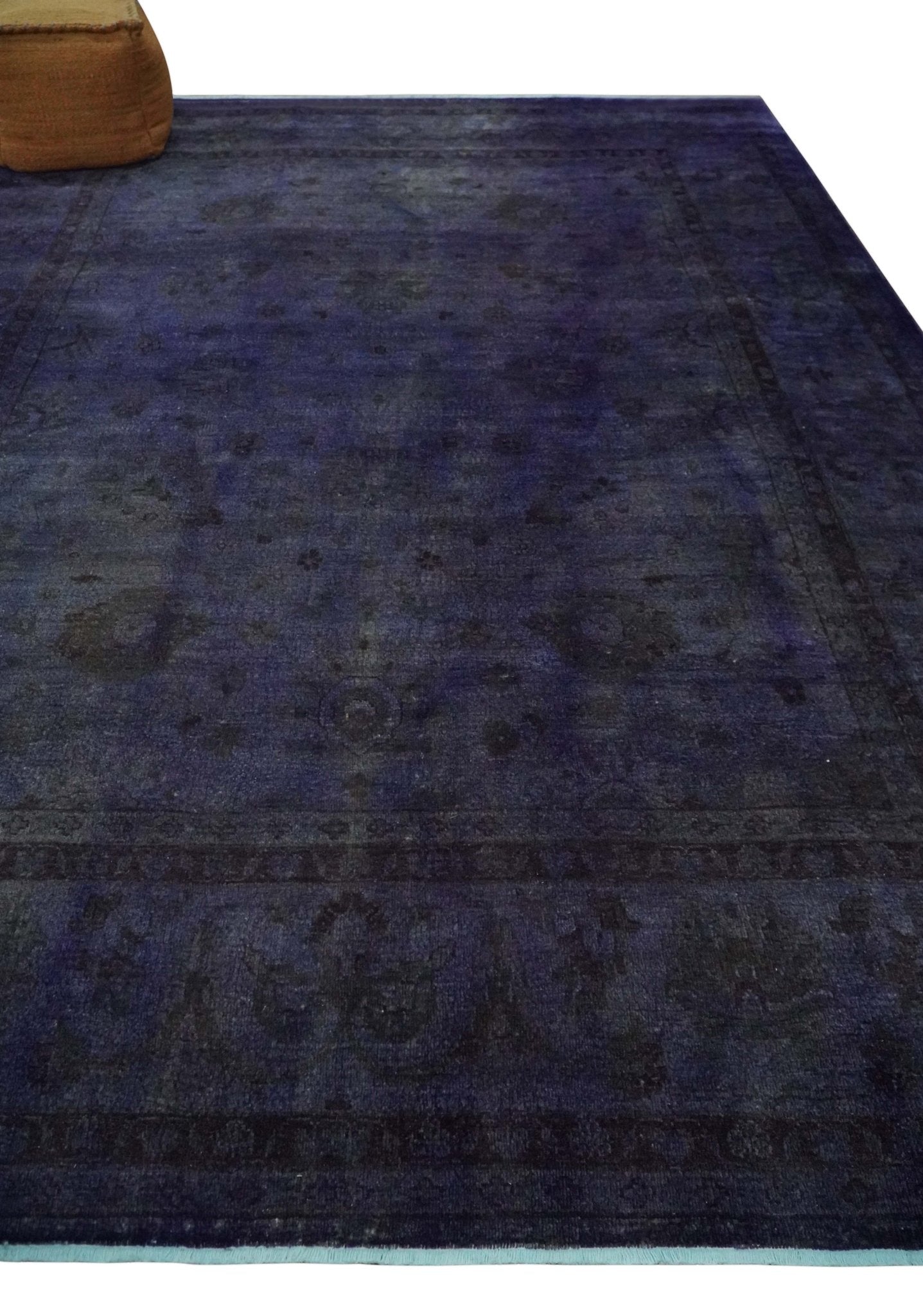 8.4x11.5 Overdyed Royal Dark Purple Hand Knotted Traditional Oushak Wool Area Rug - Tampa Home & Garden Store