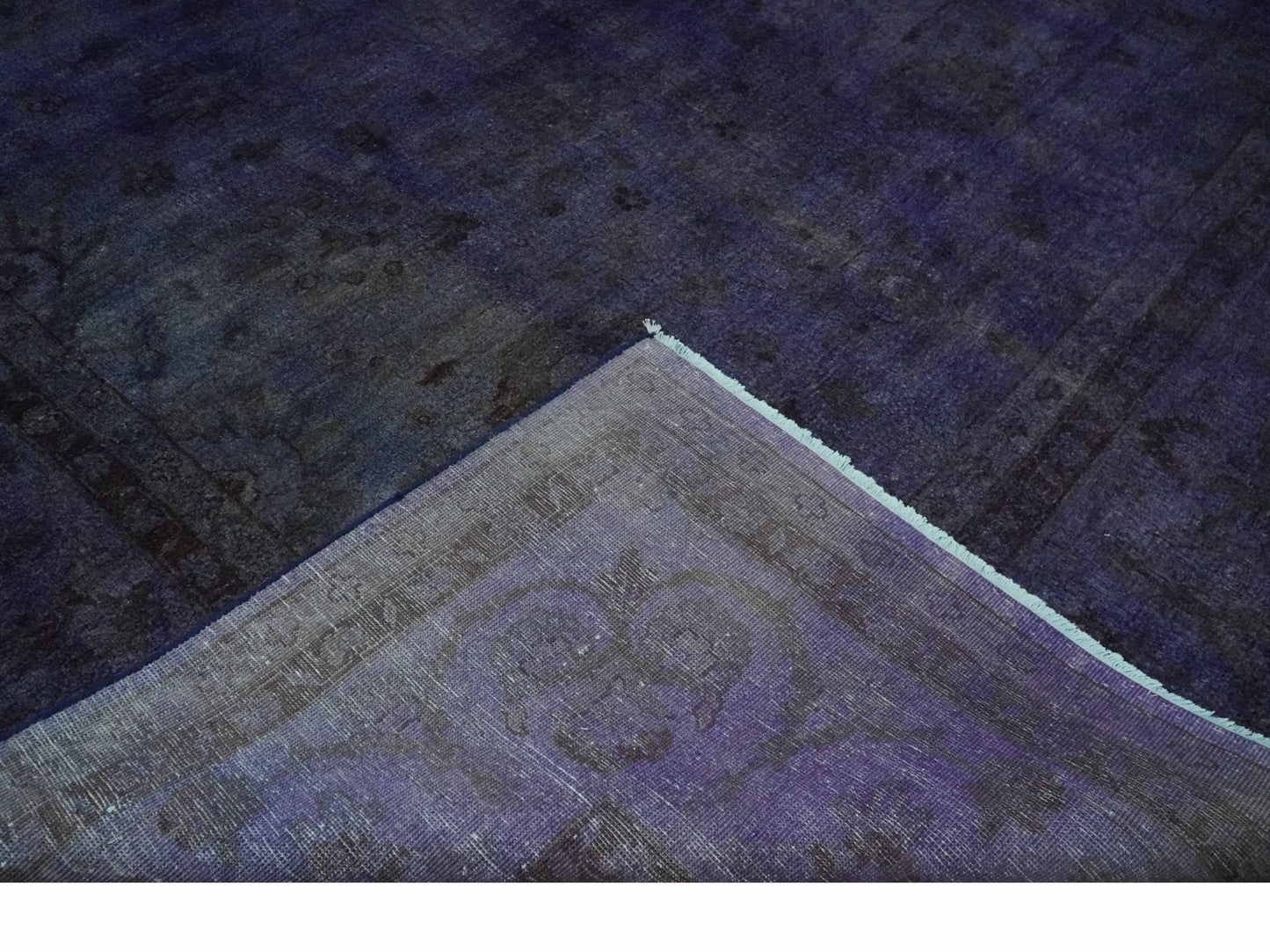 8.4x11.5 Overdyed Royal Dark Purple Hand Knotted Traditional Oushak Wool Area Rug - Tampa Home & Garden Store