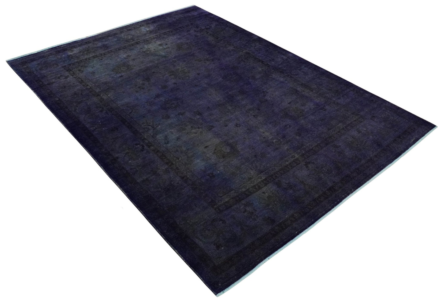 8.4x11.5 Overdyed Royal Dark Purple Hand Knotted Traditional Oushak Wool Area Rug - Tampa Home & Garden Store