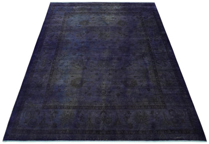8.4x11.5 Overdyed Royal Dark Purple Hand Knotted Traditional Oushak Wool Area Rug - Tampa Home & Garden Store