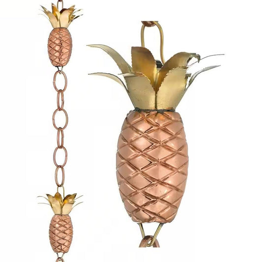 8.5 Ft. Copper Pineapple Rain Chain Gutter Downspout - Basin Not Included - Tampa Home & Garden Store