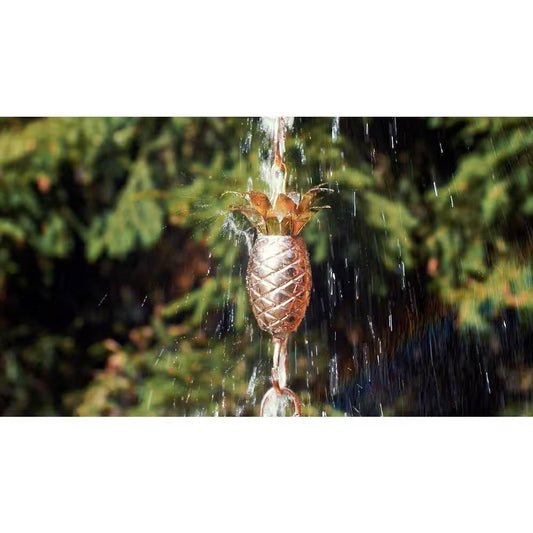 8.5 Ft. Copper Pineapple Rain Chain Gutter Downspout - Basin Not Included - Tampa Home & Garden Store