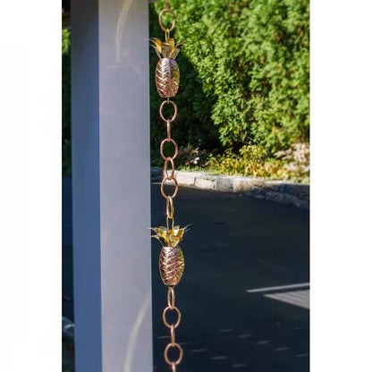8.5 Ft. Copper Pineapple Rain Chain Gutter Downspout - Basin Not Included - Tampa Home & Garden Store