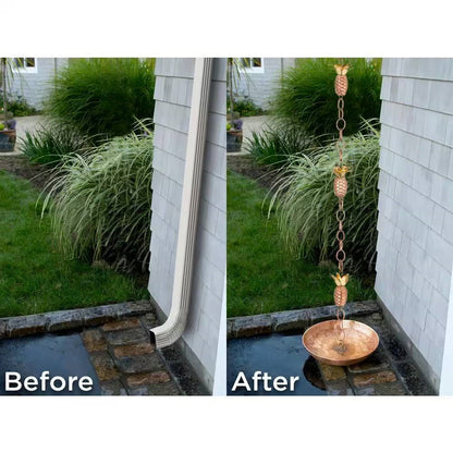 8.5 Ft. Copper Pineapple Rain Chain Gutter Downspout - Basin Not Included - Tampa Home & Garden Store
