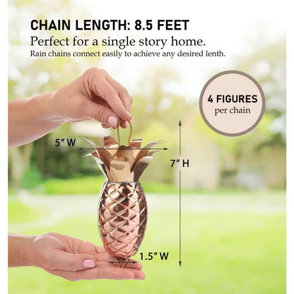 8.5 Ft. Copper Pineapple Rain Chain Gutter Downspout - Basin Not Included - Tampa Home & Garden Store
