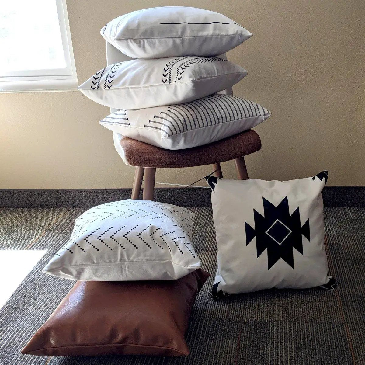 Amber and Farmhouse Pillow Set 18x18 Inches