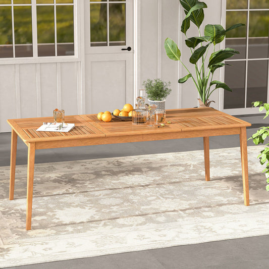 8-Person Outdoor Acacia Wood Dining Rectangular Bistro Table with Umbrella Hole - Tampa Home & Garden Store