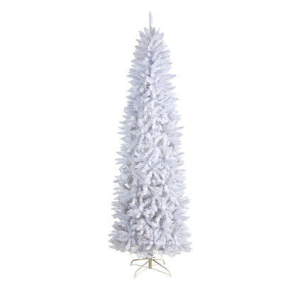 8’ Slim White Artificial Christmas Tree with 1348 Bendable Branches - Tampa Home & Garden Store