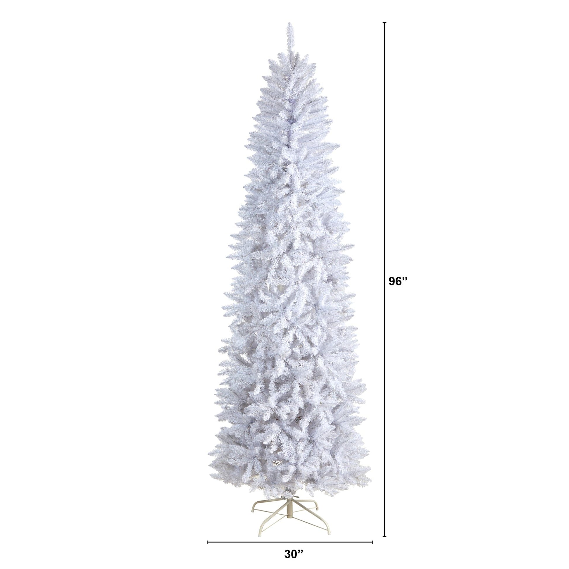 8’ Slim White Artificial Christmas Tree with 1348 Bendable Branches - Tampa Home & Garden Store