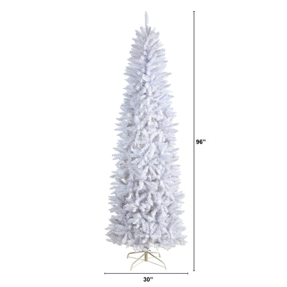 8’ Slim White Artificial Christmas Tree with 1348 Bendable Branches - Tampa Home & Garden Store