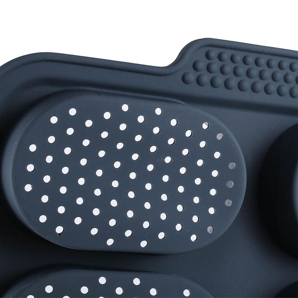 Stevvex 8-cavity silicone bread mold with non-stick perforated discs blue on Tampa Home & Garden Store