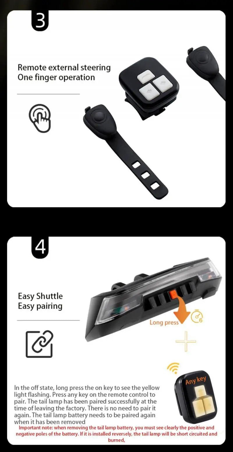 Rear Bike Taillight with Wireless Remote
