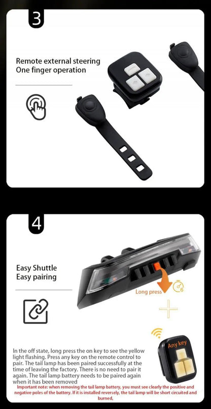 Rear Bike Taillight with Wireless Remote