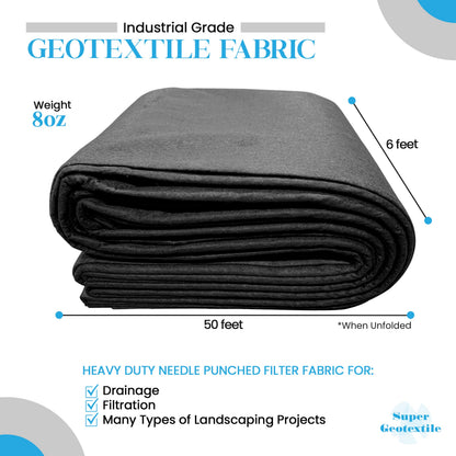 8 oz Non Woven Needle Punched Geotextile Filter Fabric - 50 Year Fabric - Tampa Home & Garden Store