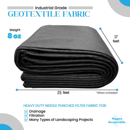 8 oz Non Woven Needle Punched Geotextile Filter Fabric - 50 Year Fabric - Tampa Home & Garden Store