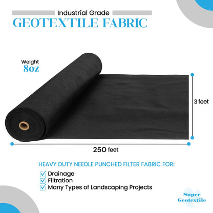 8 oz Non Woven Needle Punched Geotextile Filter Fabric - 50 Year Fabric - Tampa Home & Garden Store
