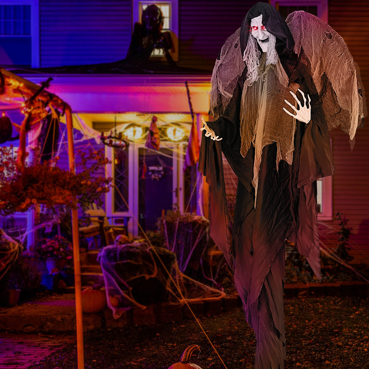 8.2 ft Halloween Standing Witch prop with lighted red eyes and moving wings DirectDeals on Tampa Home & Garden Store