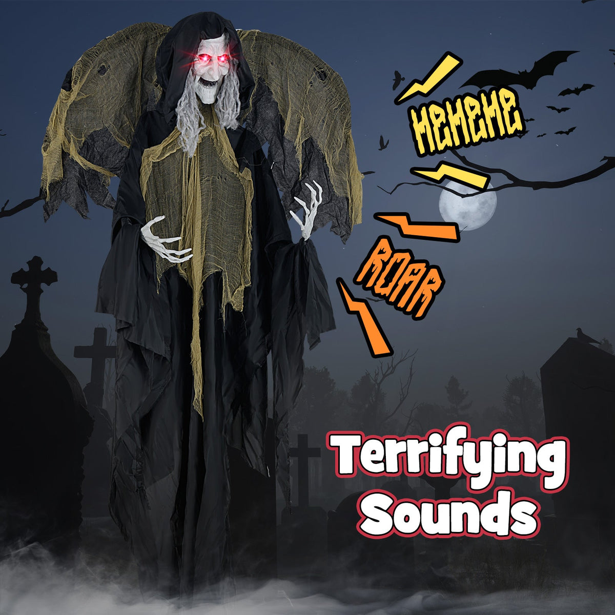 8.2 ft Halloween standing witch prop with lighted red eyes and moving wings DirectDeals on Tampa Home & Garden Store