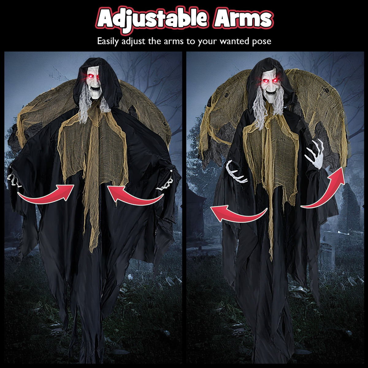 8.2 ft Halloween witch with lighted eyes and moving wings DirectDeals Effects Light Stand on Tampa Home & Garden Store