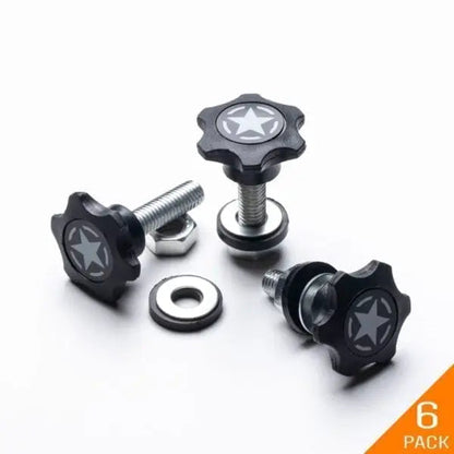GPCA GP-Star Quick-Release Thumbscrew Set, 6-pack car gear fasteners with black star knobs on Tampa Home & Garden Store