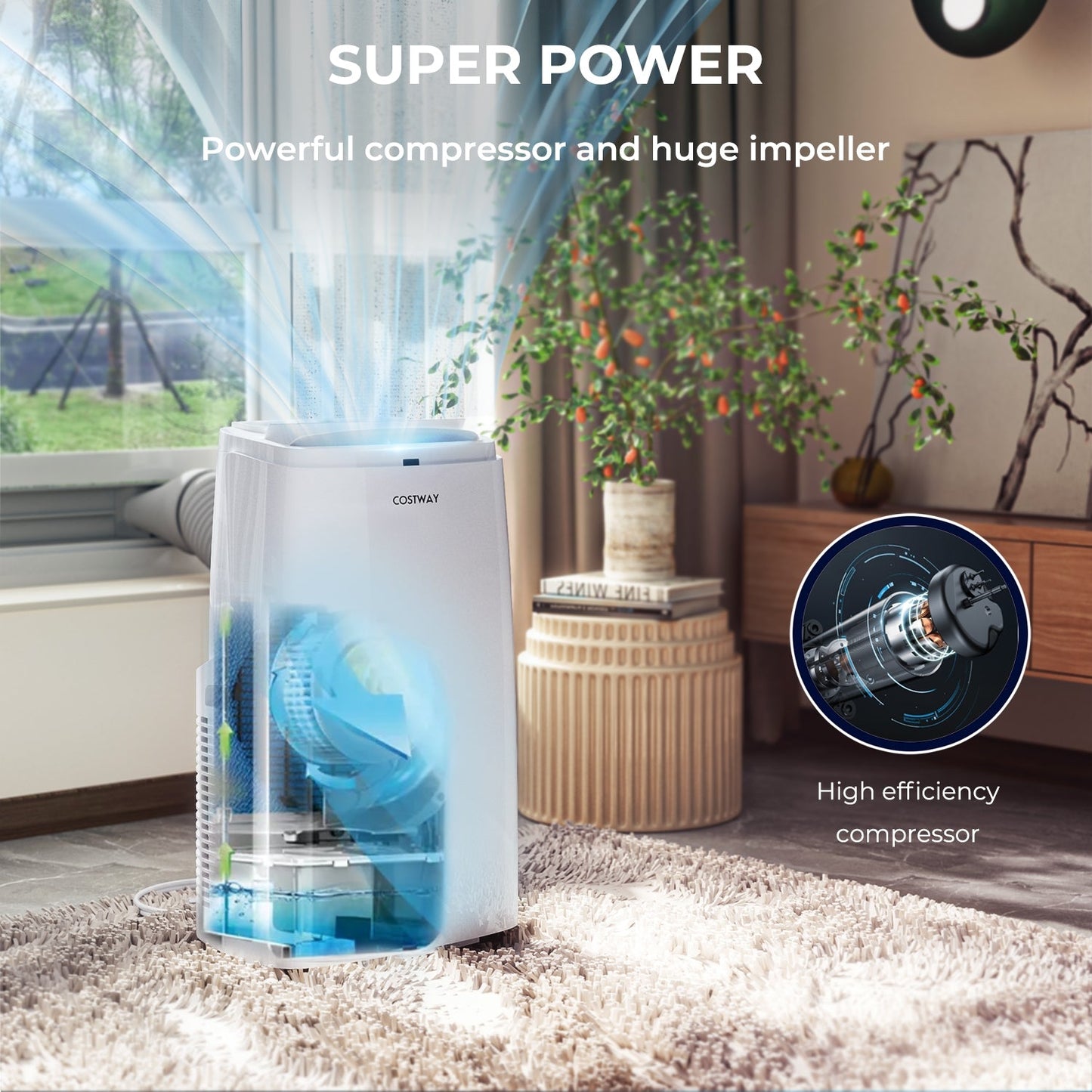 Aire acondicionado portátil 3 en 1 de 12000 BTU con control remoto - Blanco