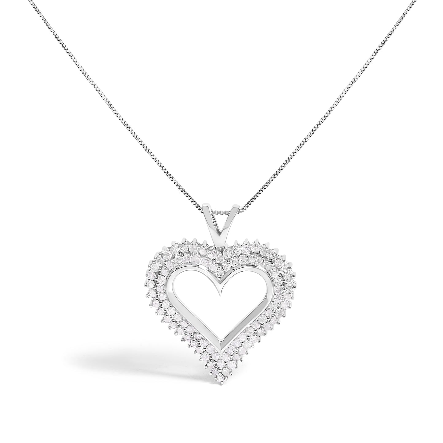 Sterling silver diamond heart pendant necklace 1.00 cttw I-J, I2-I3 18-inch chain, Bids.com on Tampa Home & Garden Store