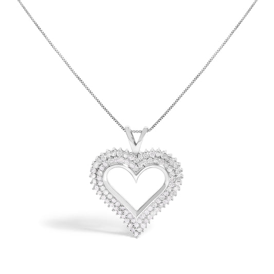 Sterling silver diamond heart pendant necklace 1.00 cttw I-J, I2-I3 18-inch chain, Bids.com on Tampa Home & Garden Store