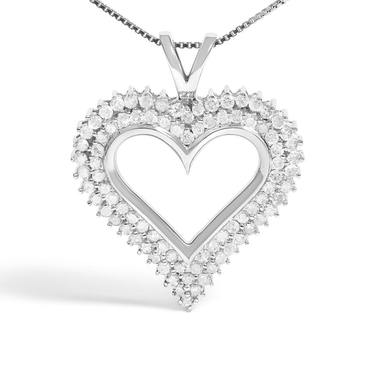 Sterling silver diamond heart pendant necklace, 1.00 cttw I-J diamonds, 18-inch chain, Bids.com on Tampa Home & Garden Store