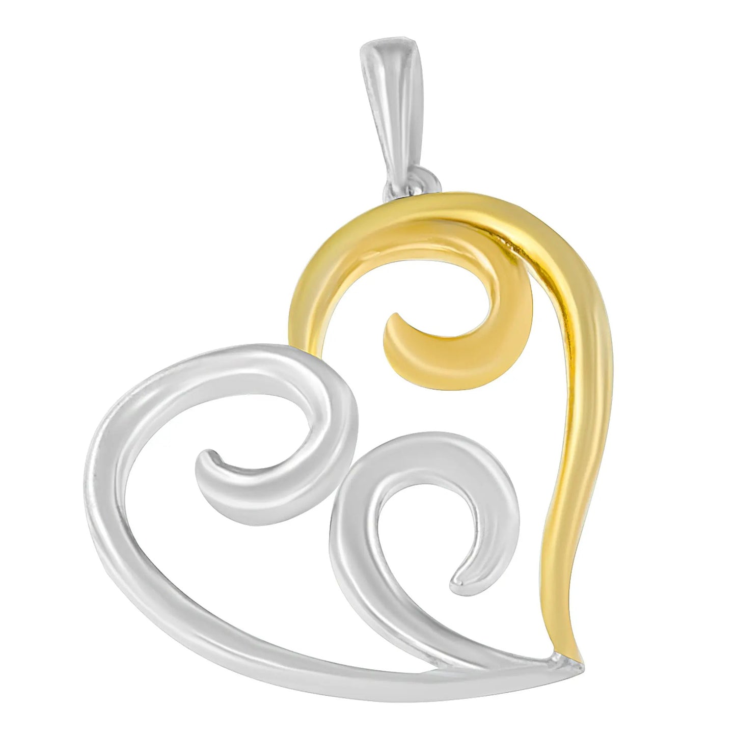 Open heart swirl pendant necklace, 10K yellow gold over sterling silver, 18in box chain on Tampa Home & Garden Store