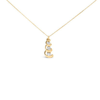 10k yellow gold three-stone swirl drop pendant necklace with 1/4 ct tw diamonds on Tampa Home & Garden Store