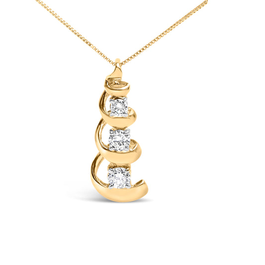 10k yellow gold 1/4 Cttw diamond 3-stone swirl drop pendant necklace by Bids.com on Tampa Home & Garden Store