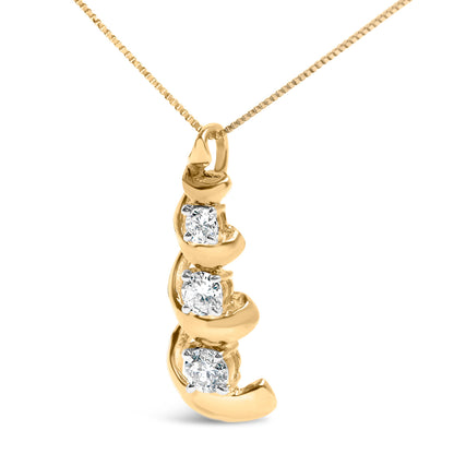 Pendant necklace 10k yellow gold 1/4 Cttw diamonds, 3-stone swirl drop by Bids.com on Tampa Home & Garden Store
